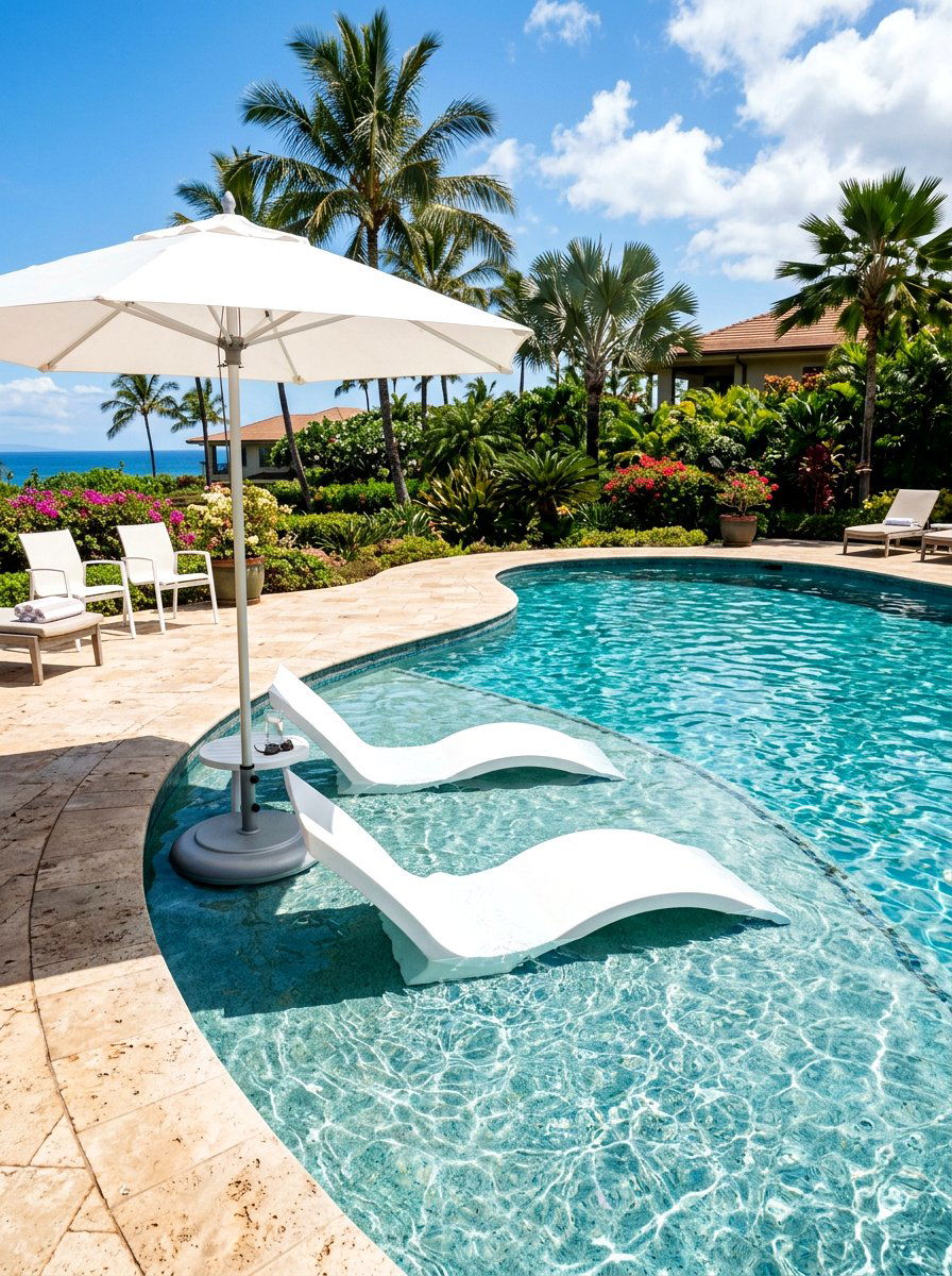 In Pool Tanning Ledge - 30 pool lounge patio ideas