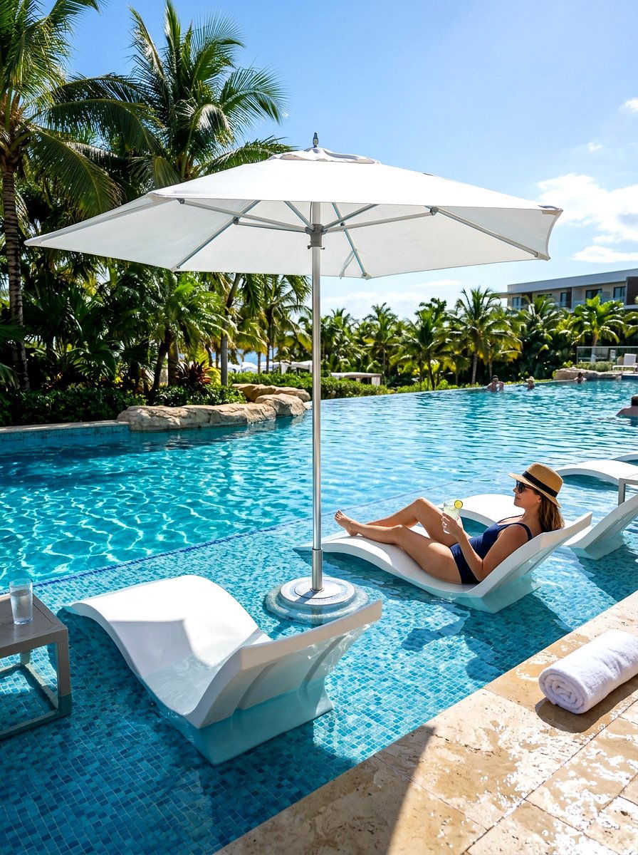 In Pool Umbrella - 30 pool umbrella ideas
