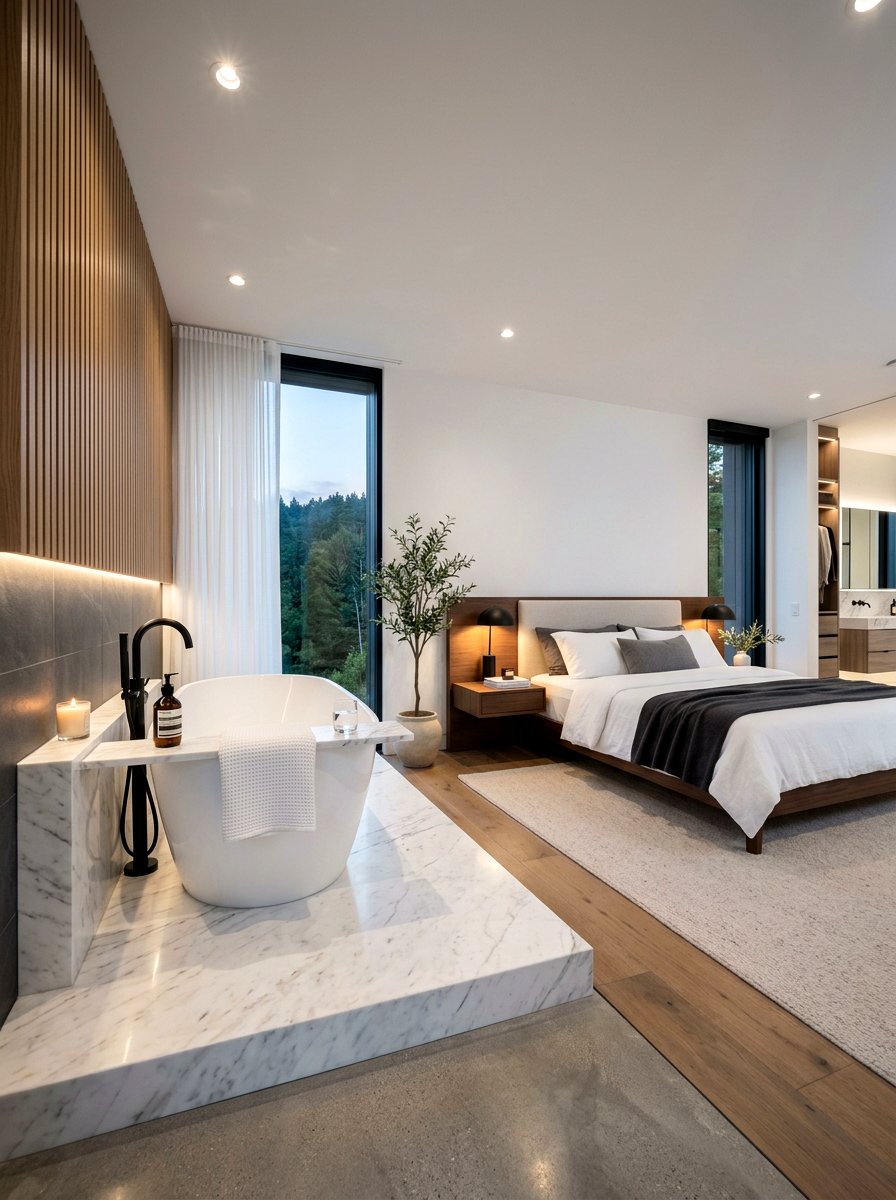 In Room Soaking Tub - 30 romantic hotel bedroom ideas