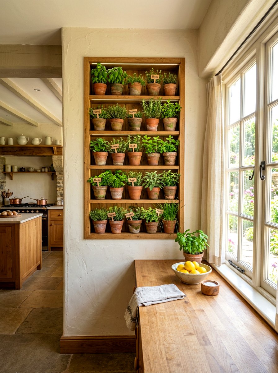 In Wall Herb Garden - 30 English cottage kitchen ideas