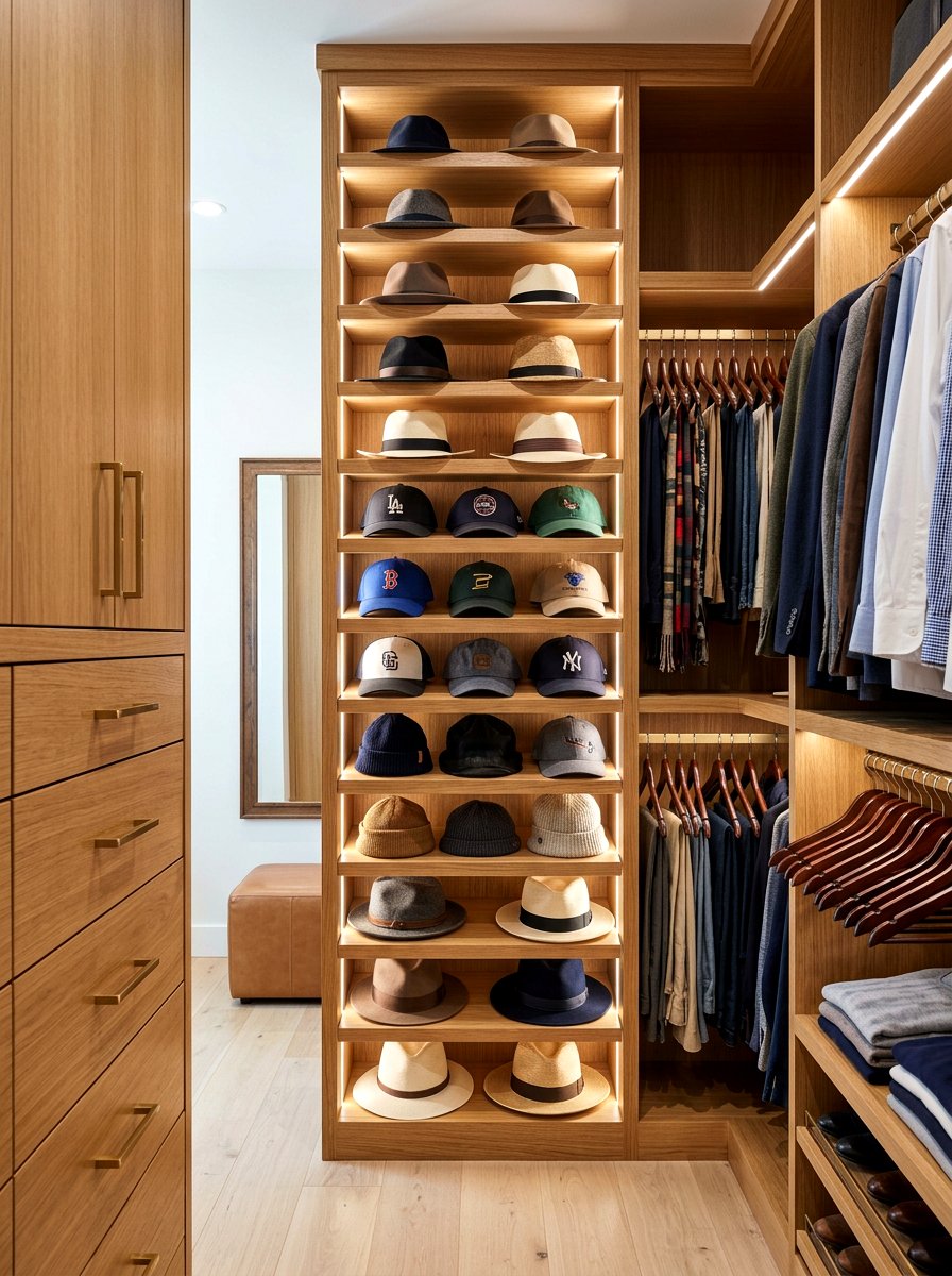 In closet hat shelves - 30 hat storage closet ideas