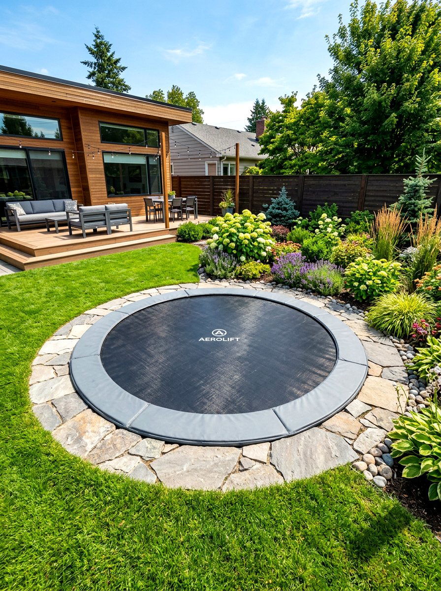 In ground trampoline - 30 kids backyard play area ideas