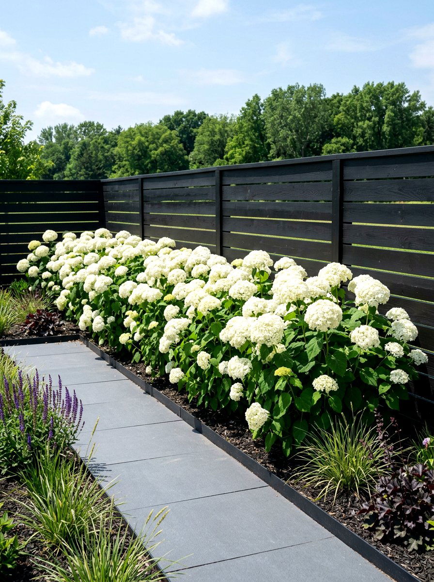 Incrediball Hydrangea Modern Border - 30 hydrangea garden border ideas