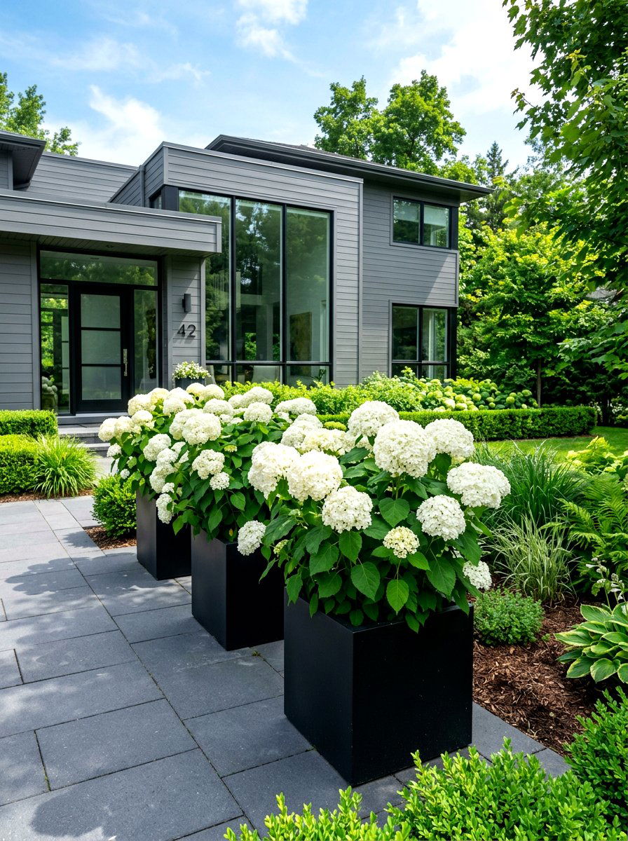 Incrediball Hydrangea Modern Look - 30 front porch hydrangea ideas