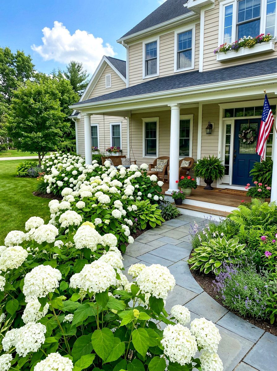 Incrediball Smooth Hydrangea - 30 hydrangea foundation planting ideas