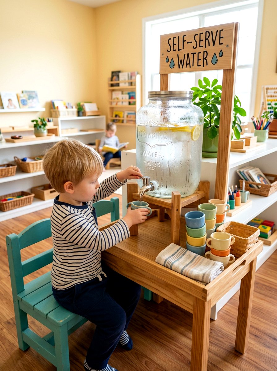 Independent Self Serve Water Station - 30 Montessori playroom ideas