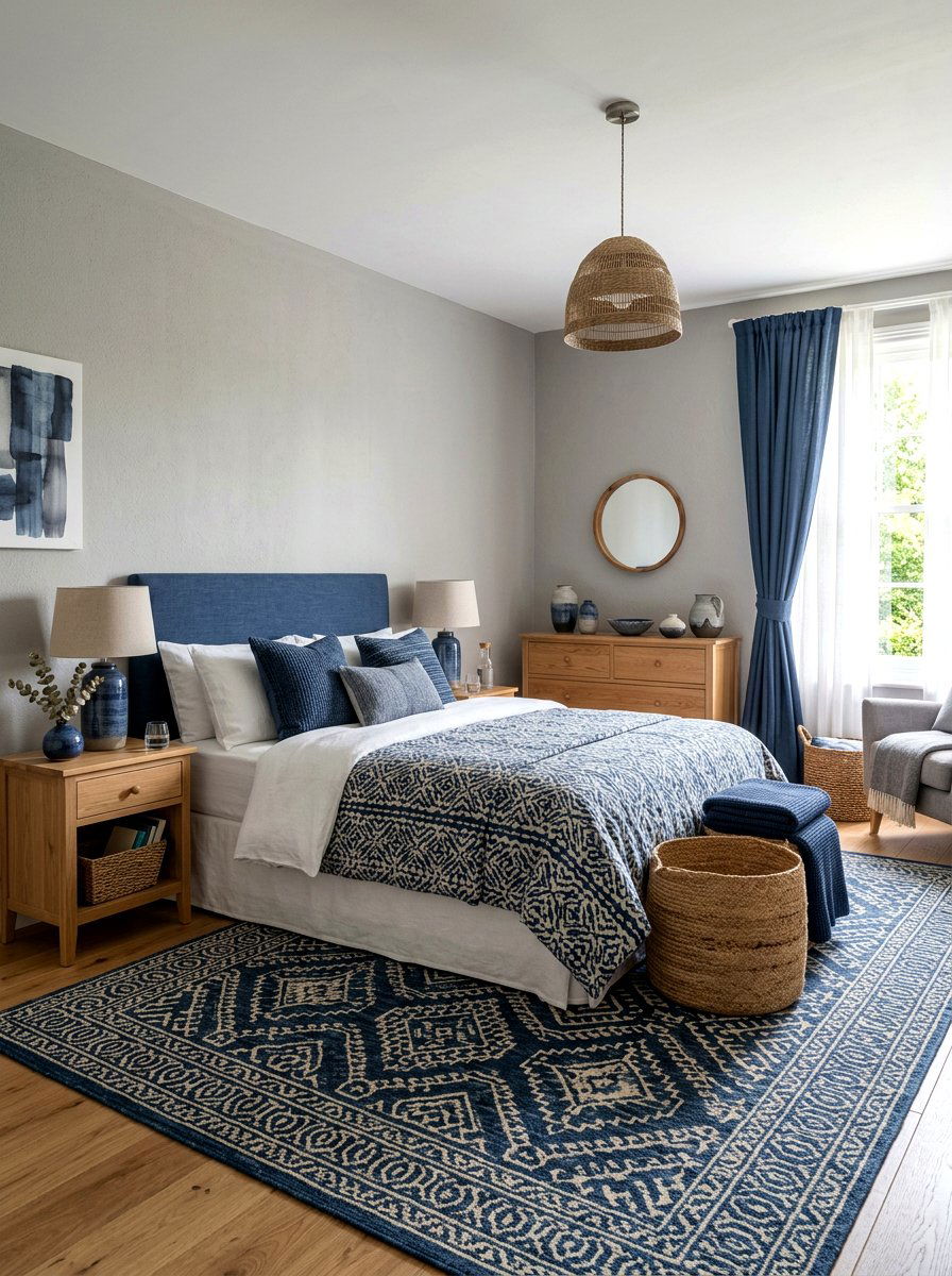 Indigo And Pebble Gray Bedroom - 30 blue and gray bedroom ideas