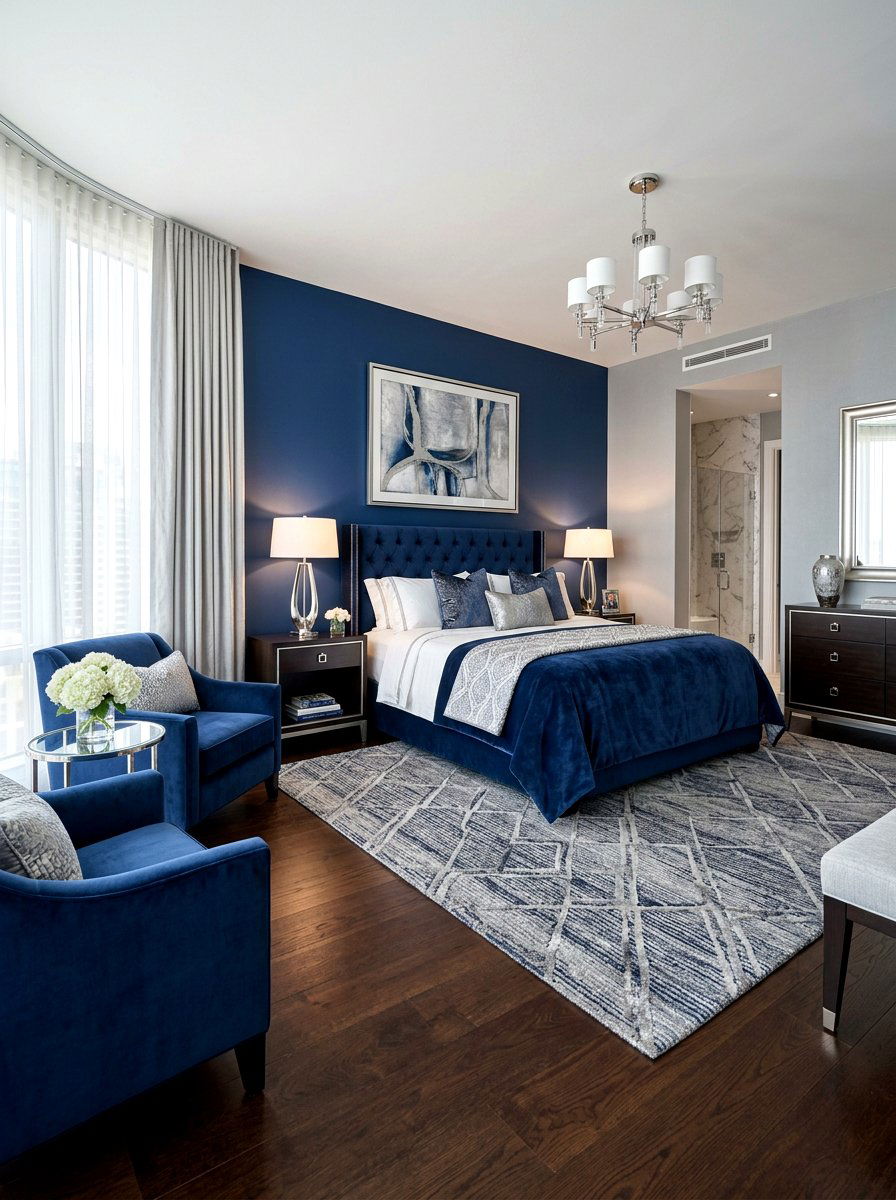 Indigo And Silver Master Suite - 30 color blocked room ideas