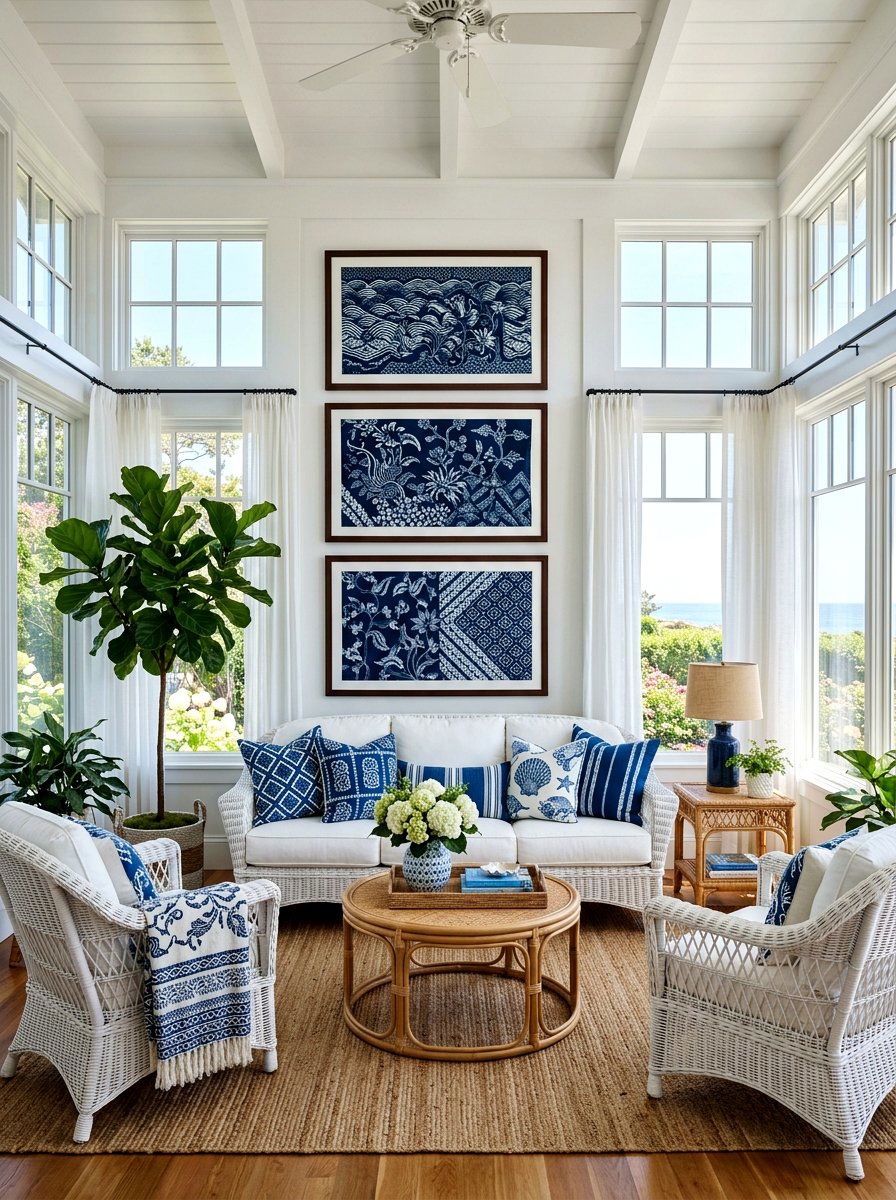 Indigo Batik Fabric Art - 30 framed textile wall ideas