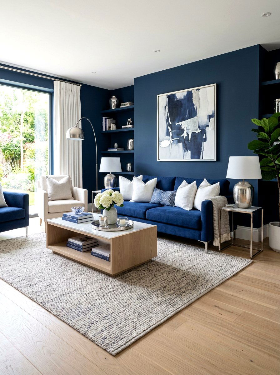 Indigo Blue Living Space - 30 jewel tone lounge ideas
