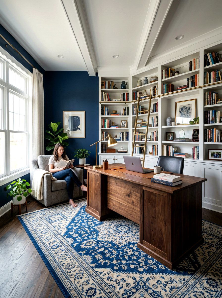 Indigo Blue Office - 30 office accent paint ideas