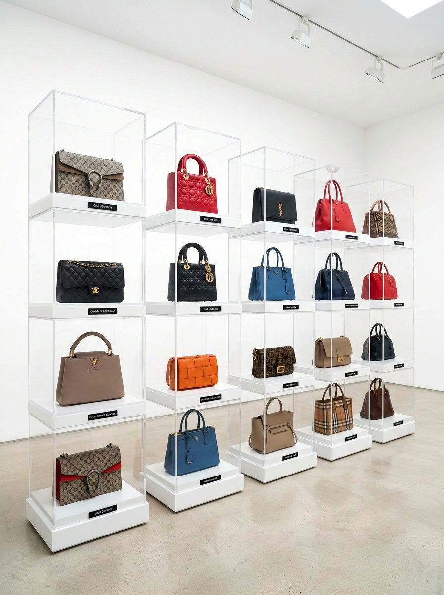 Individual acrylic display boxes - 30 purse display closet ideas