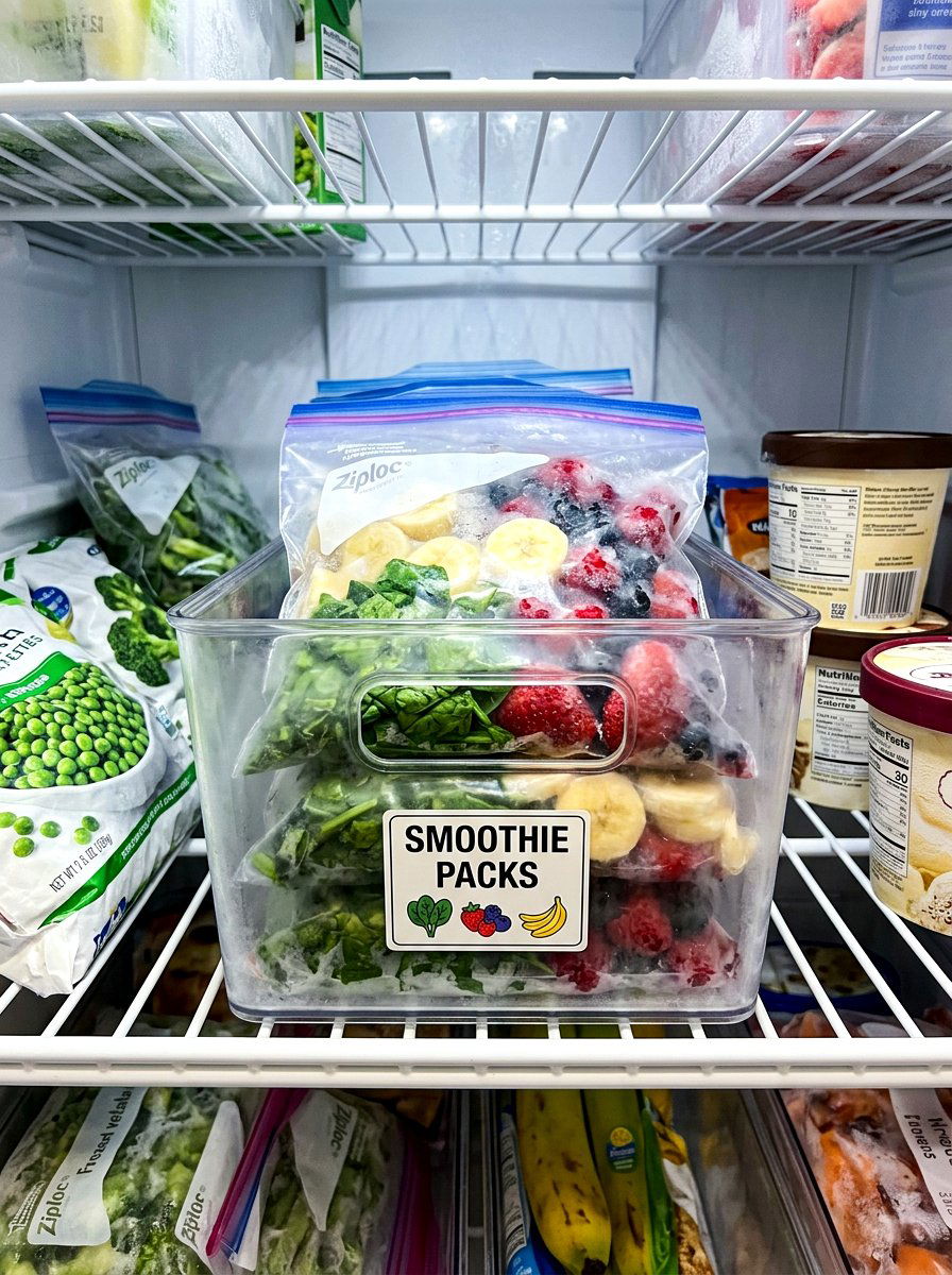 Individual freezer organization smoothie packs - 30 freezer organization ideas