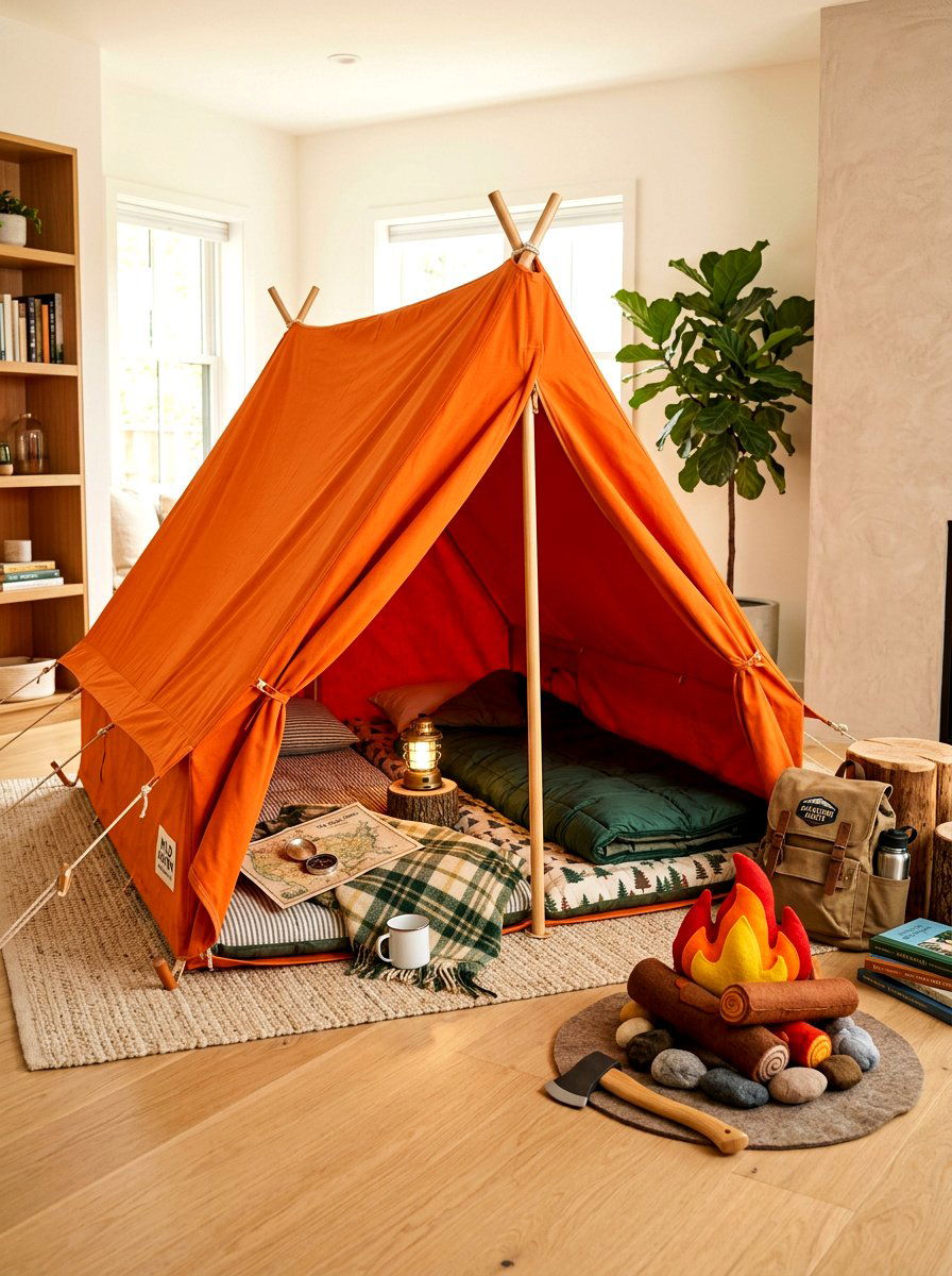 Indoor Camping Tent Setup - 30 kids tent reading nook ideas