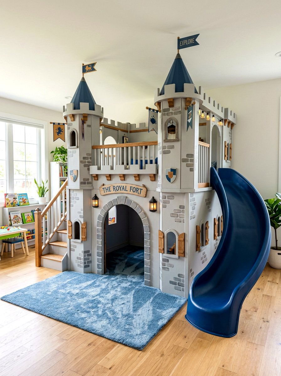 Indoor Castle Fort - 30 basement playroom ideas
