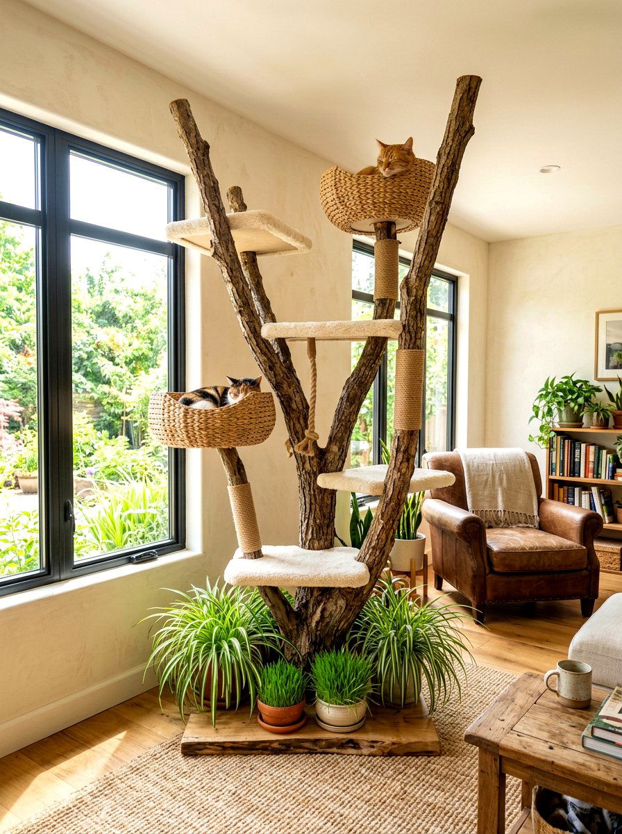 Indoor Cat Tree With Real Branches - 30 cat room ideas