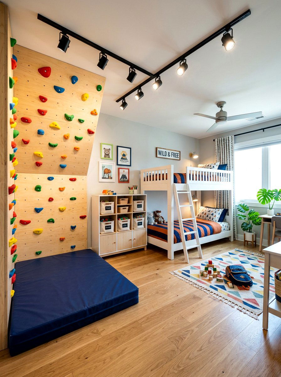 Indoor Climbing Wall - 30 creative kids room ideas