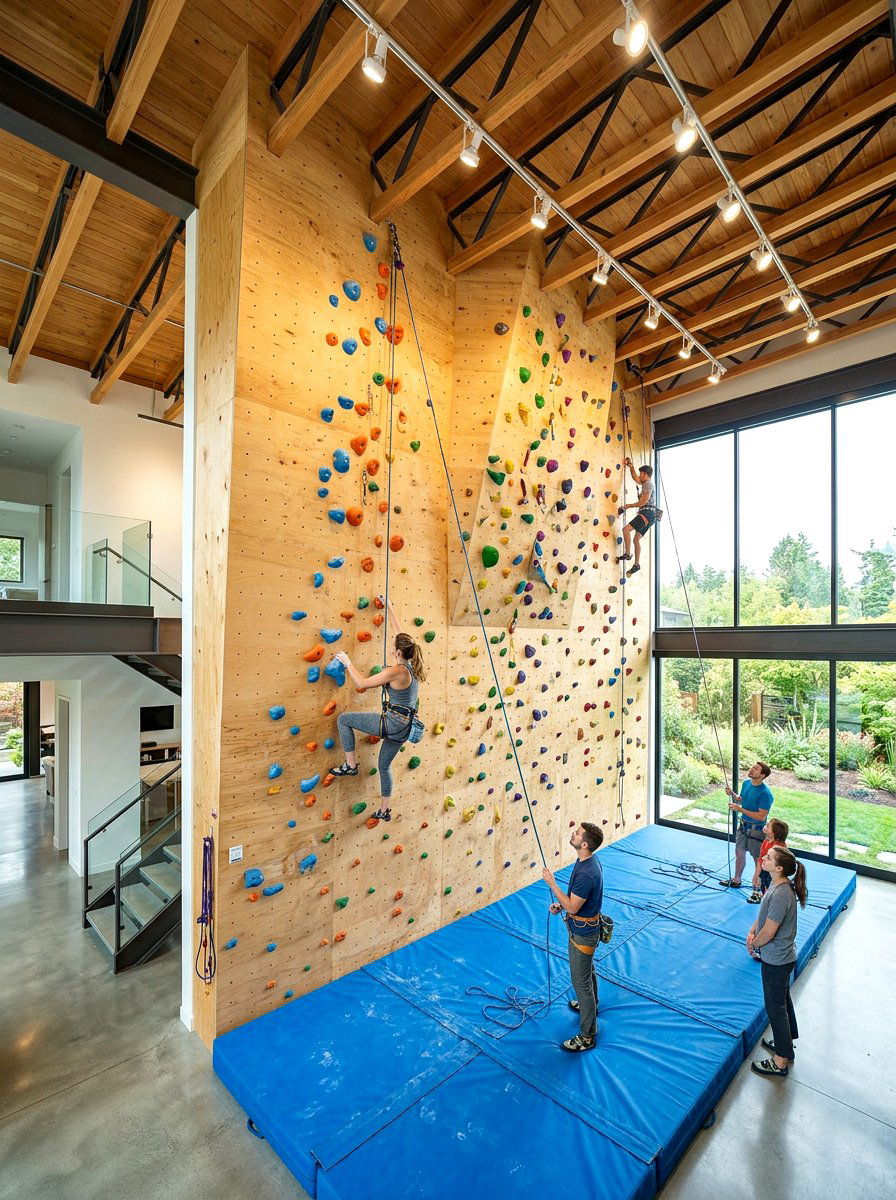 Indoor Climbing Wall - 30 hobby rich home ideas