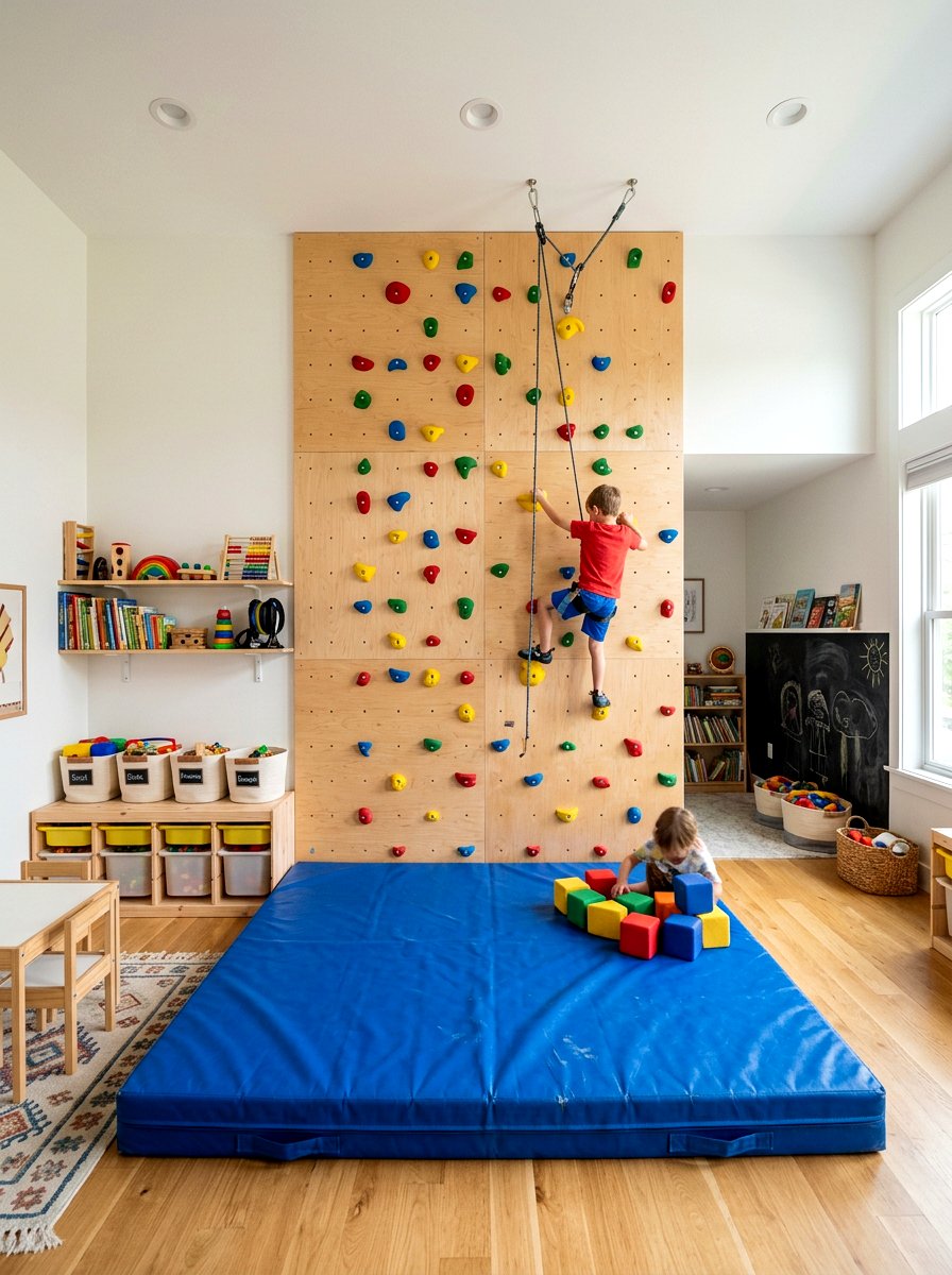 Indoor Climbing Wall - 30 playroom ideas
