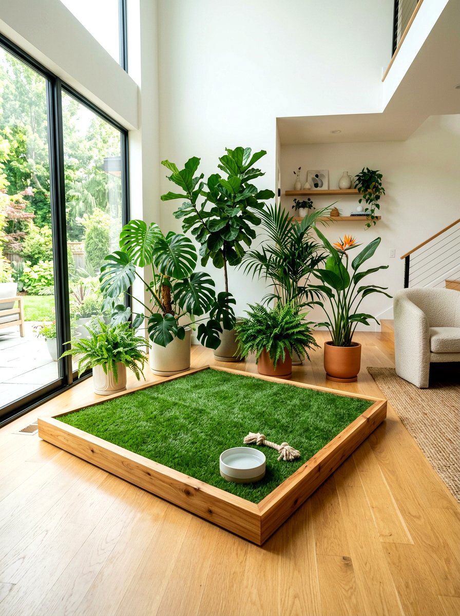 Indoor Dog Turf - 30 pet corner living room ideas