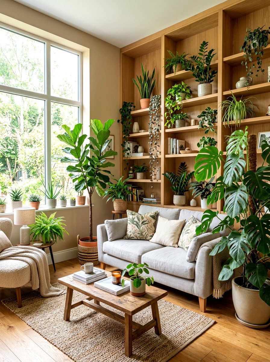 Indoor Green Plants - 30 toasted beige living room ideas