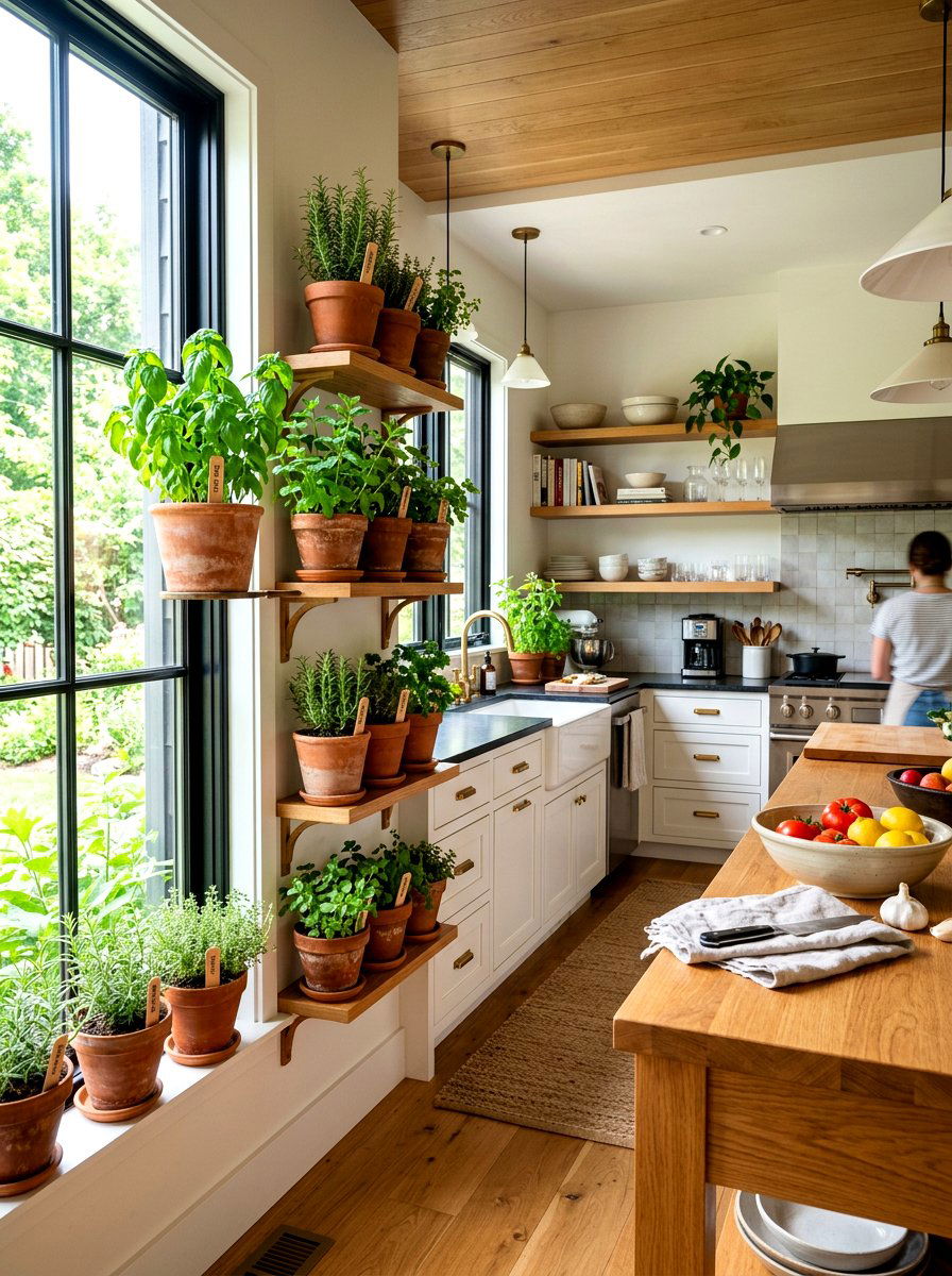 Indoor Herb Garden Shelves - 30 kitchen shelfie ideas