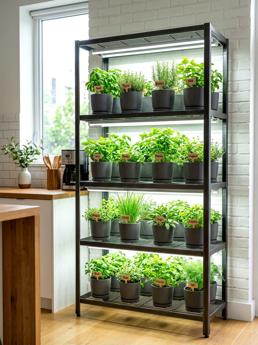 Indoor Herb Shelf - 30 herb garden layout ideas