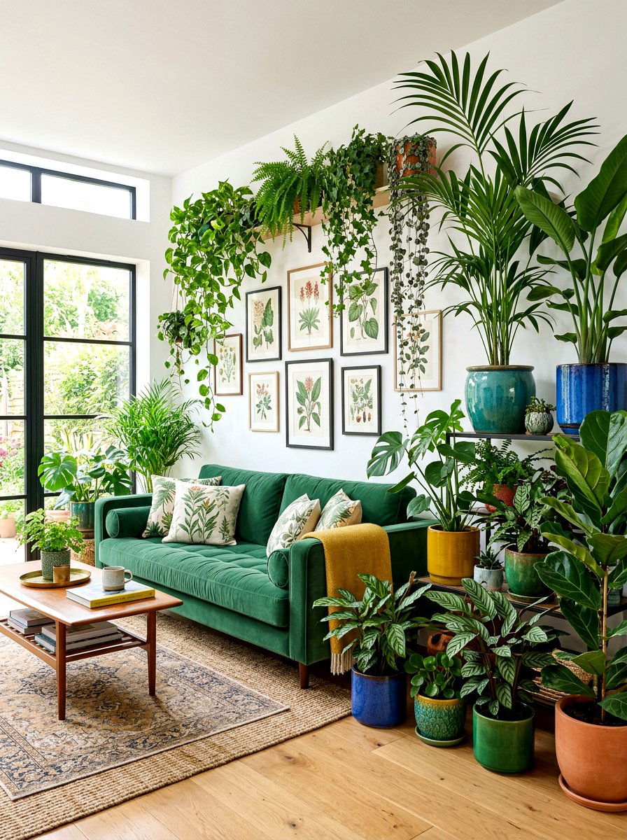 Indoor Jungle Plant Collection - 30 playful maximalist living room ideas