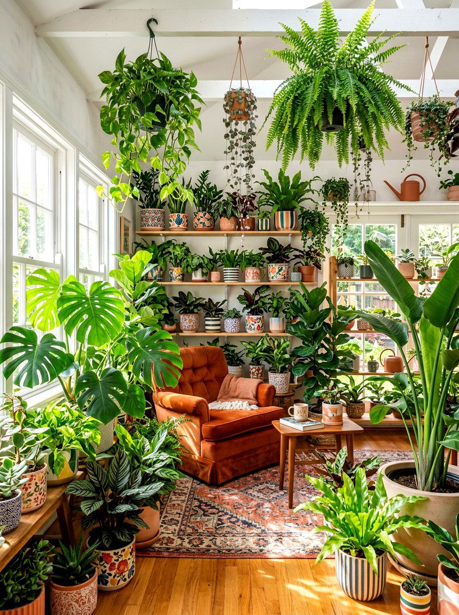 Indoor Jungle Plant Room - 30 playful maximalist decor ideas