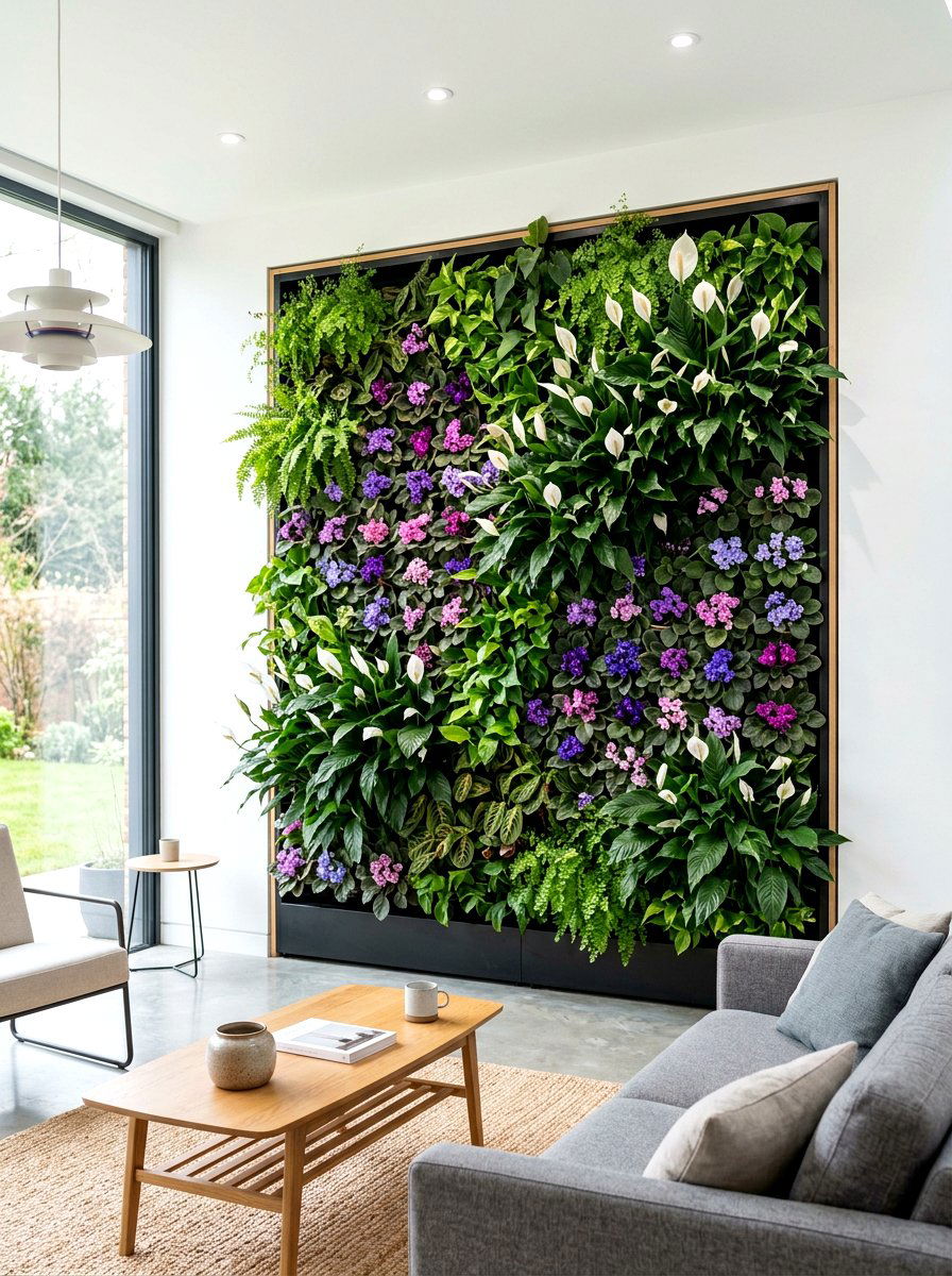 Indoor Living Wall - 30 vertical flower garden ideas