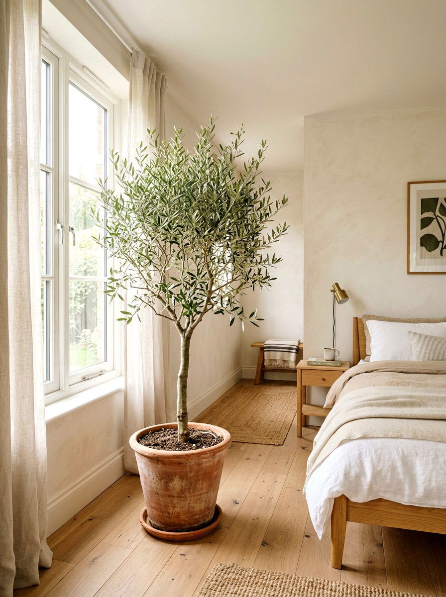 Indoor Olive Tree - 30 organic modern bedroom ideas