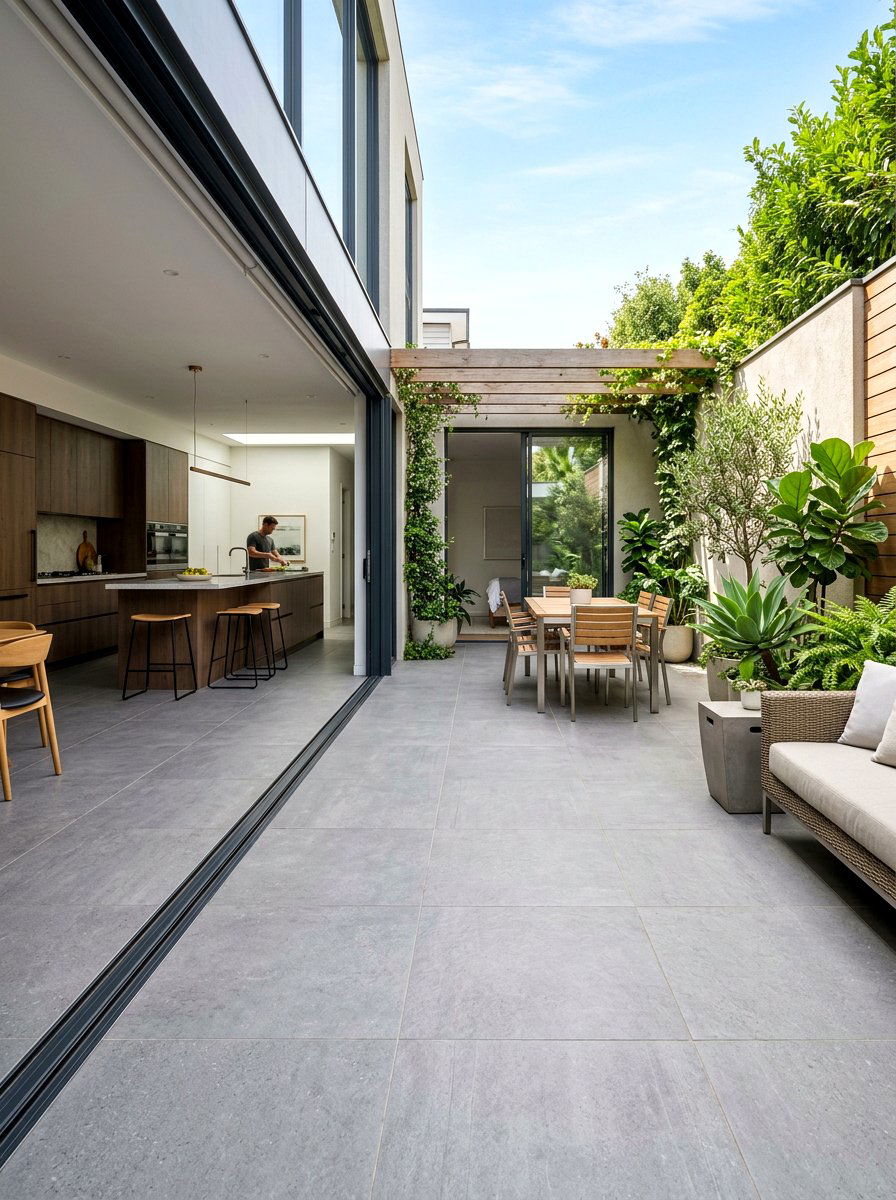 Indoor Outdoor Floor Transition - 30 kitchen courtyard garden ideas