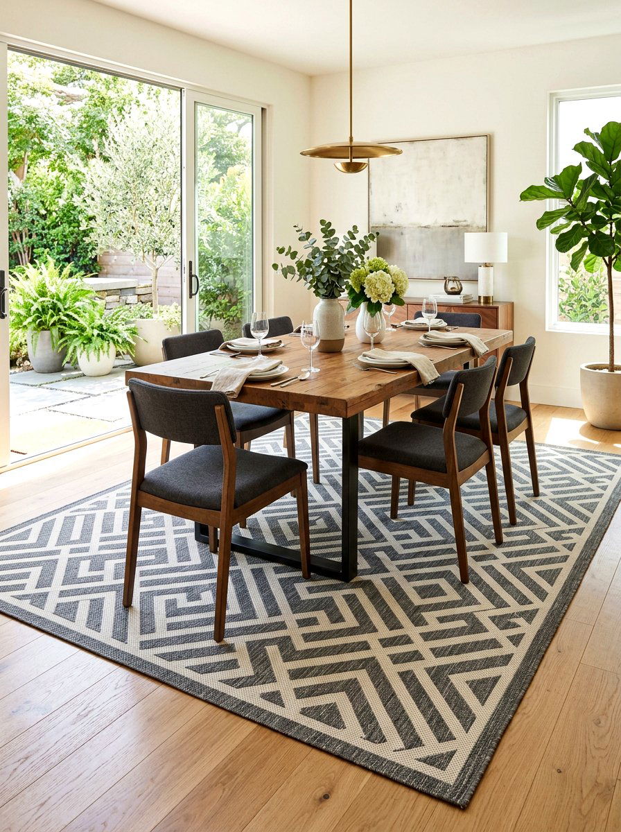 Indoor Outdoor Rug For High Traffic Dining - 30 dining room rug placement ideas
