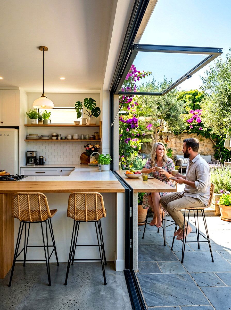 Indoor Outdoor Servery Window - 30 breakfast bar ideas