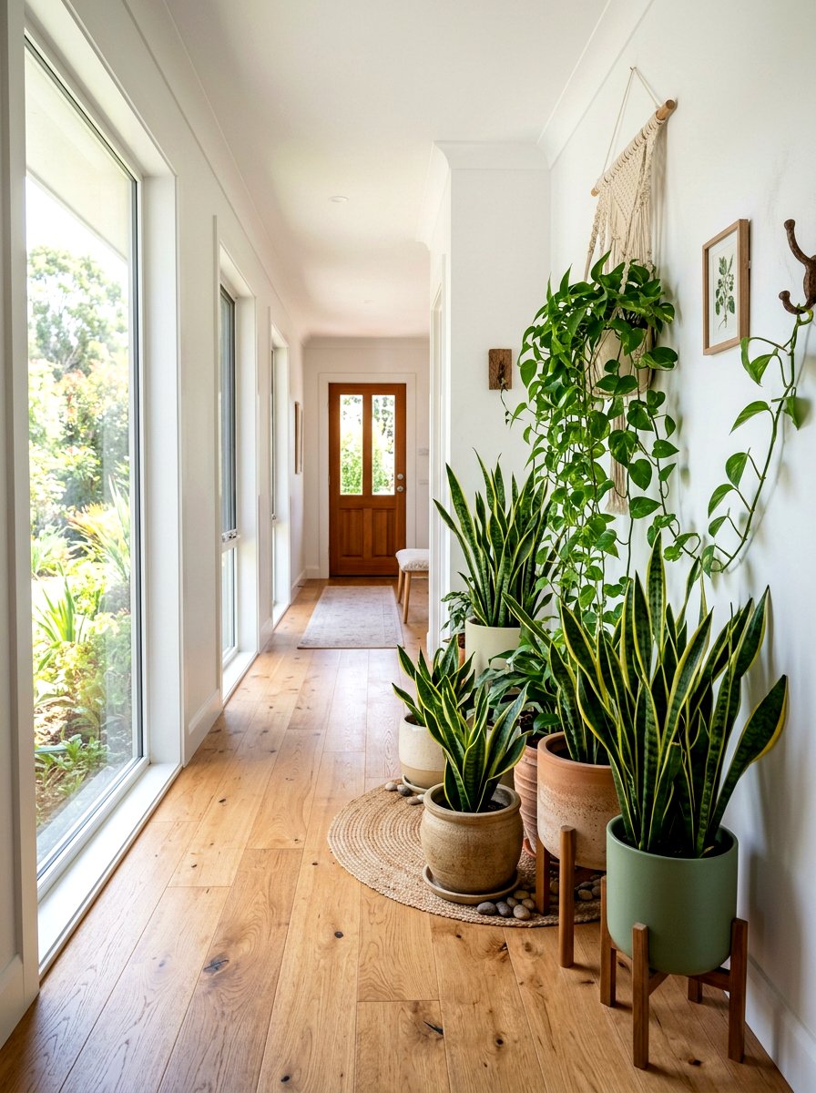 Indoor Plant Arrangement - 30 hallway decor ideas