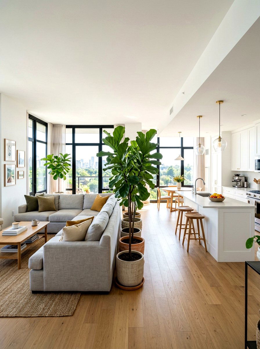Indoor Plant Border - 30 open plan with cozy zones ideas