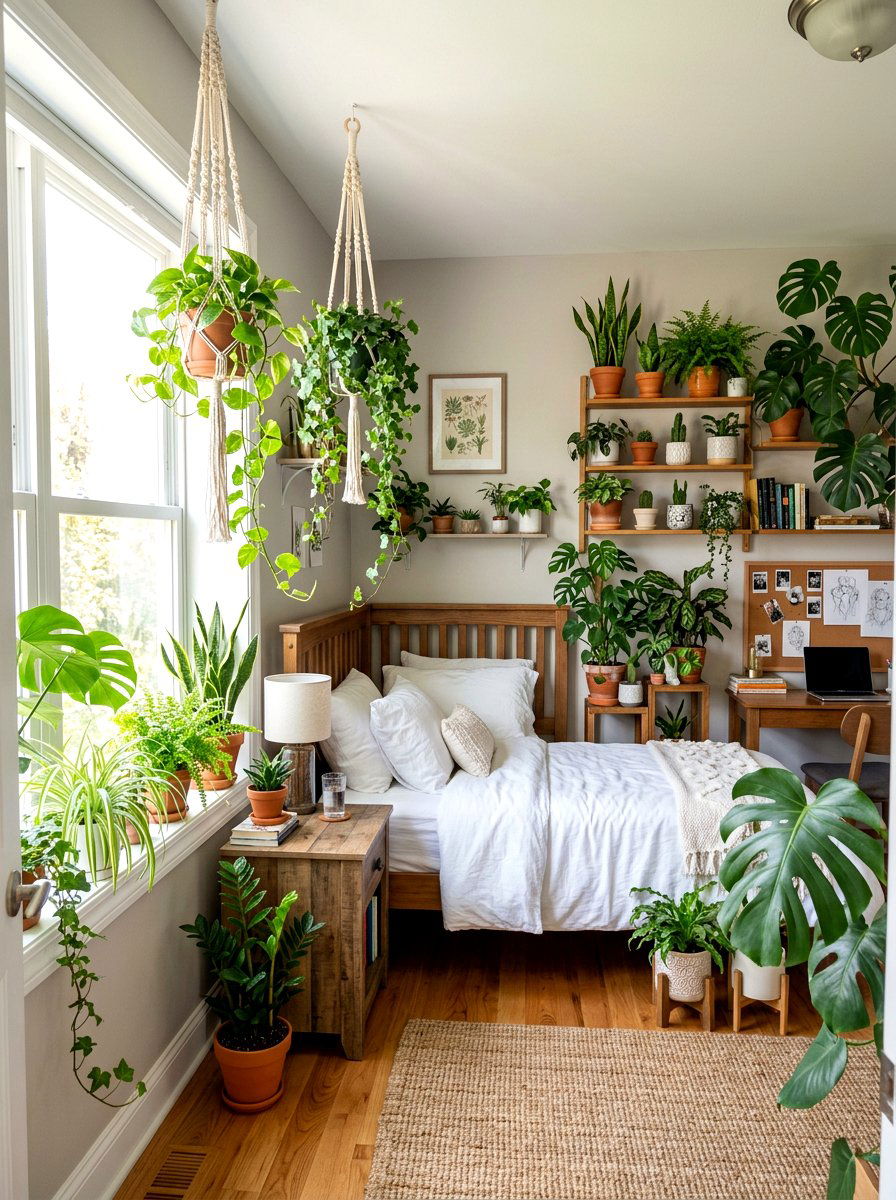 Indoor Plant Jungle Bedroom - 30 boho teen room ideas