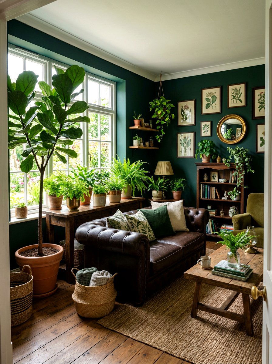 Indoor Plant Living Room - 30 moody English living room ideas