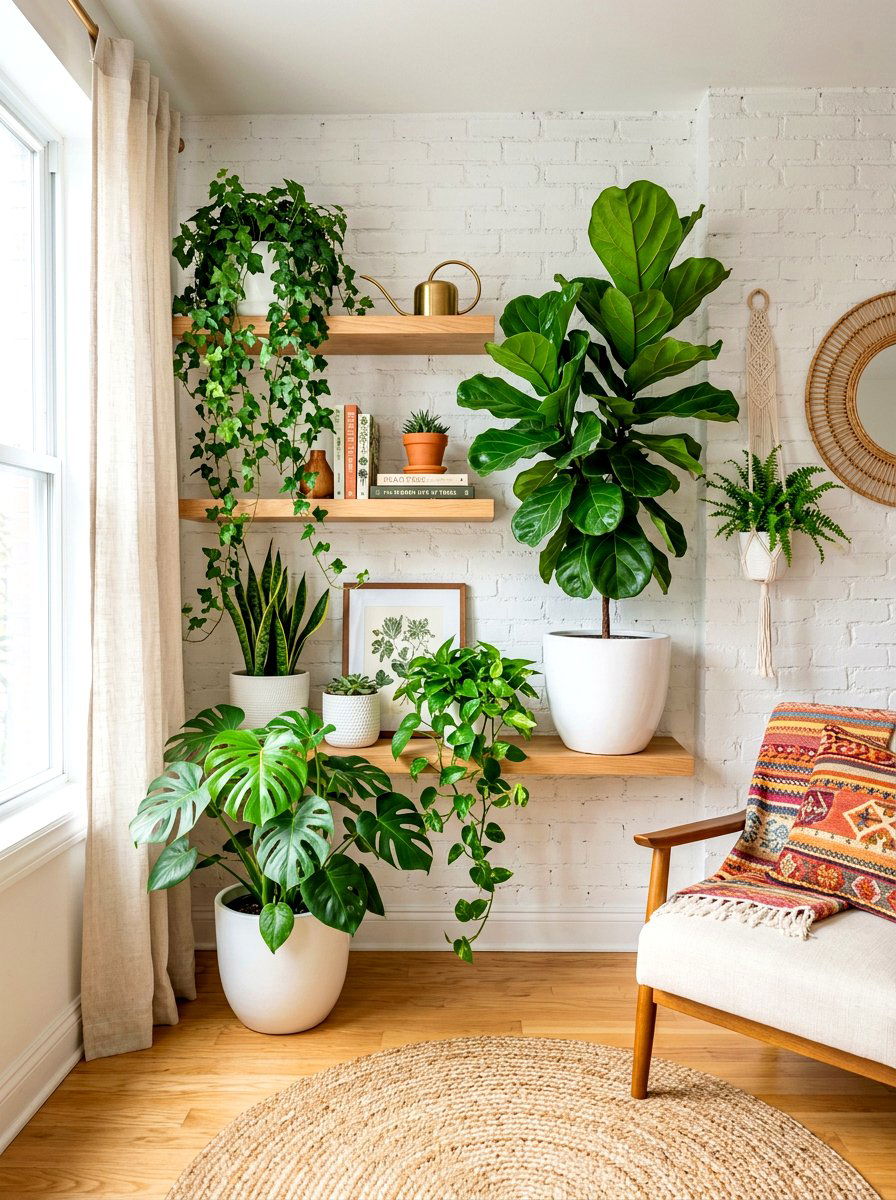 Indoor Plant Nook - 30 styled corner for photos ideas