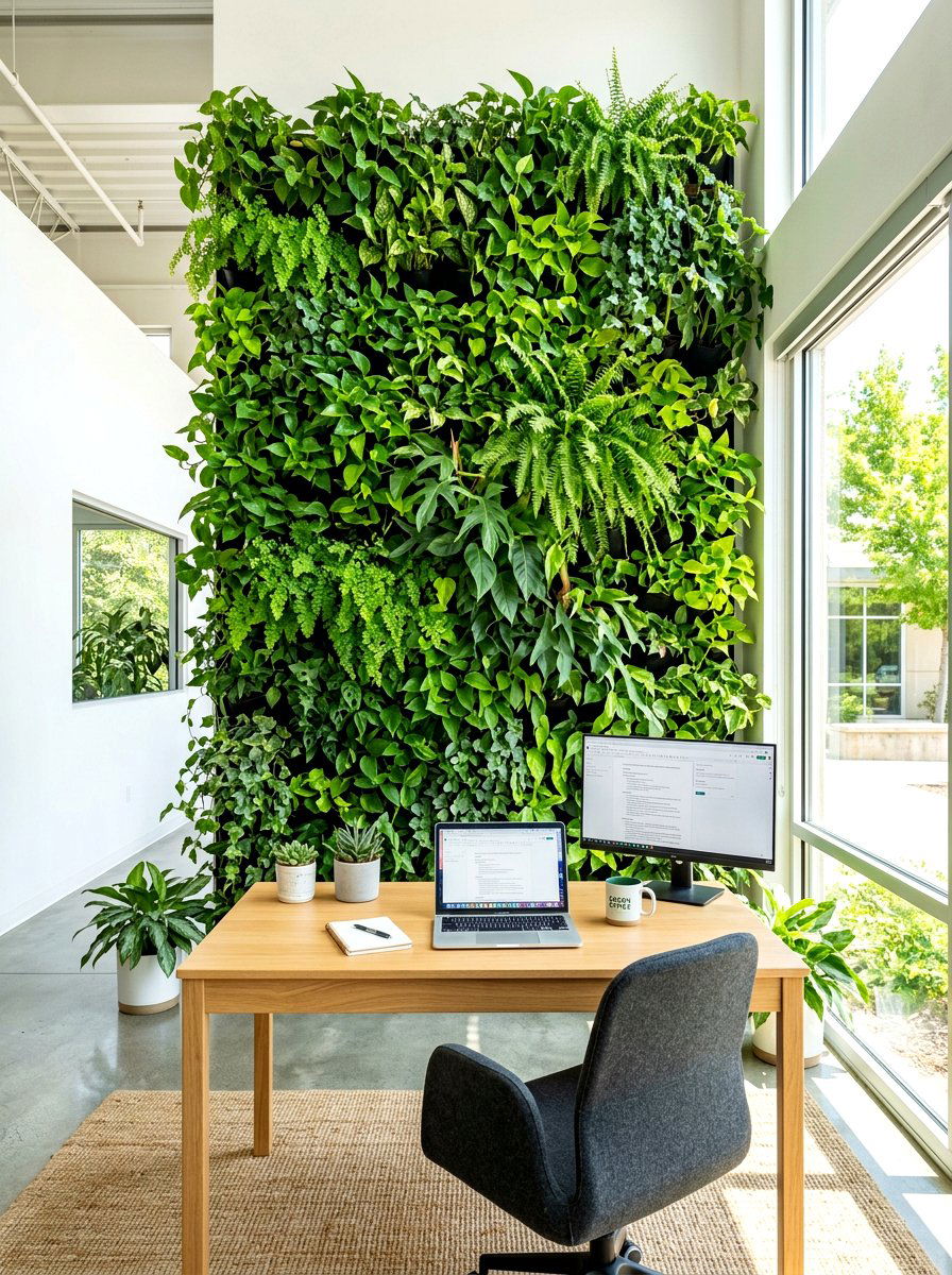 Indoor Plant Wall - 30 video call office ideas