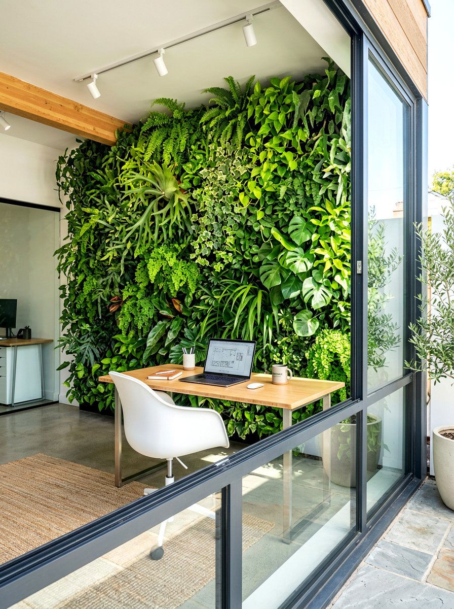 Indoor Plant Wall - 30 zoom background office ideas
