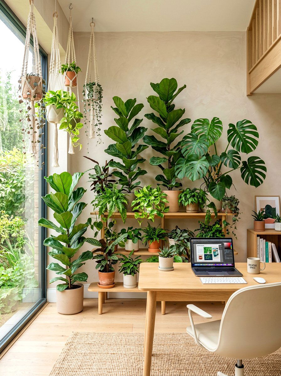 Indoor Plant Wall - 30 video call background office ideas