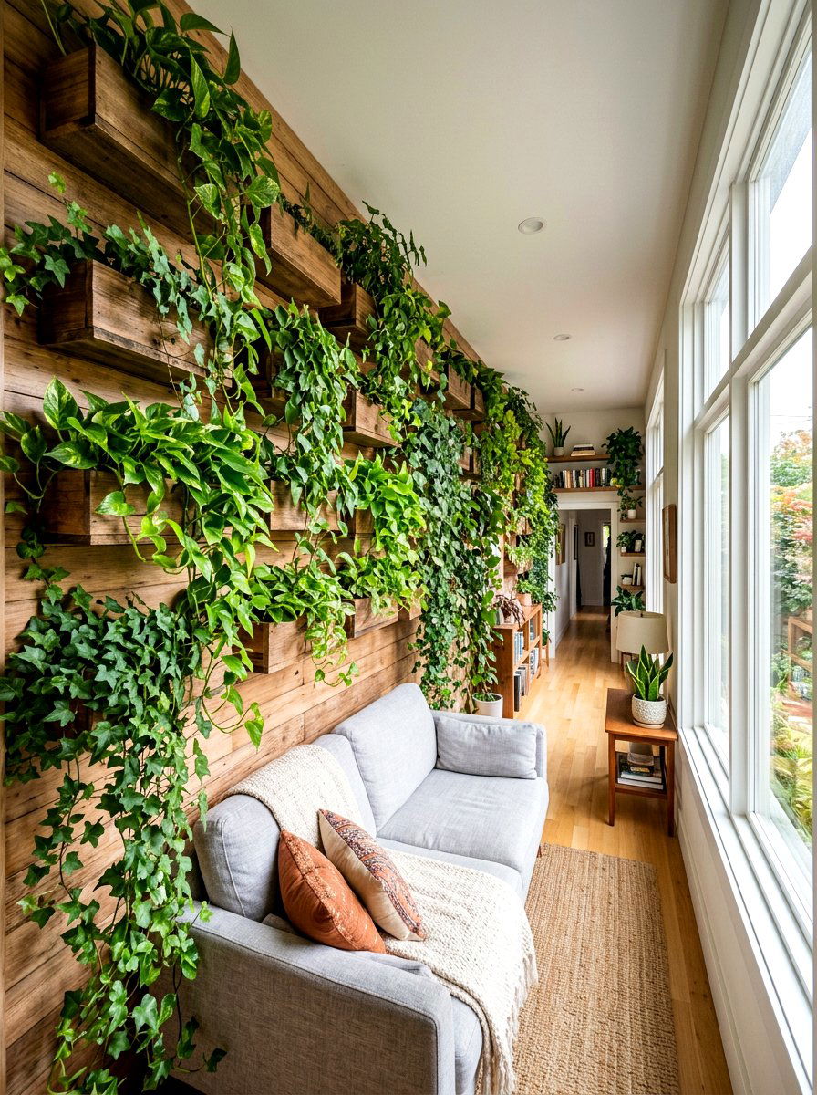 Indoor Plant Wall - 30 narrow living room ideas