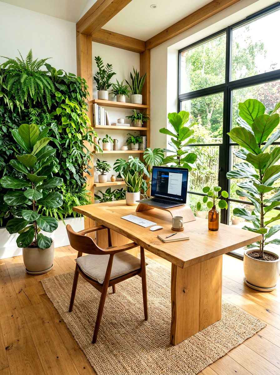 Indoor Plants Biophilic Office Design - 30 luxury home office ideas