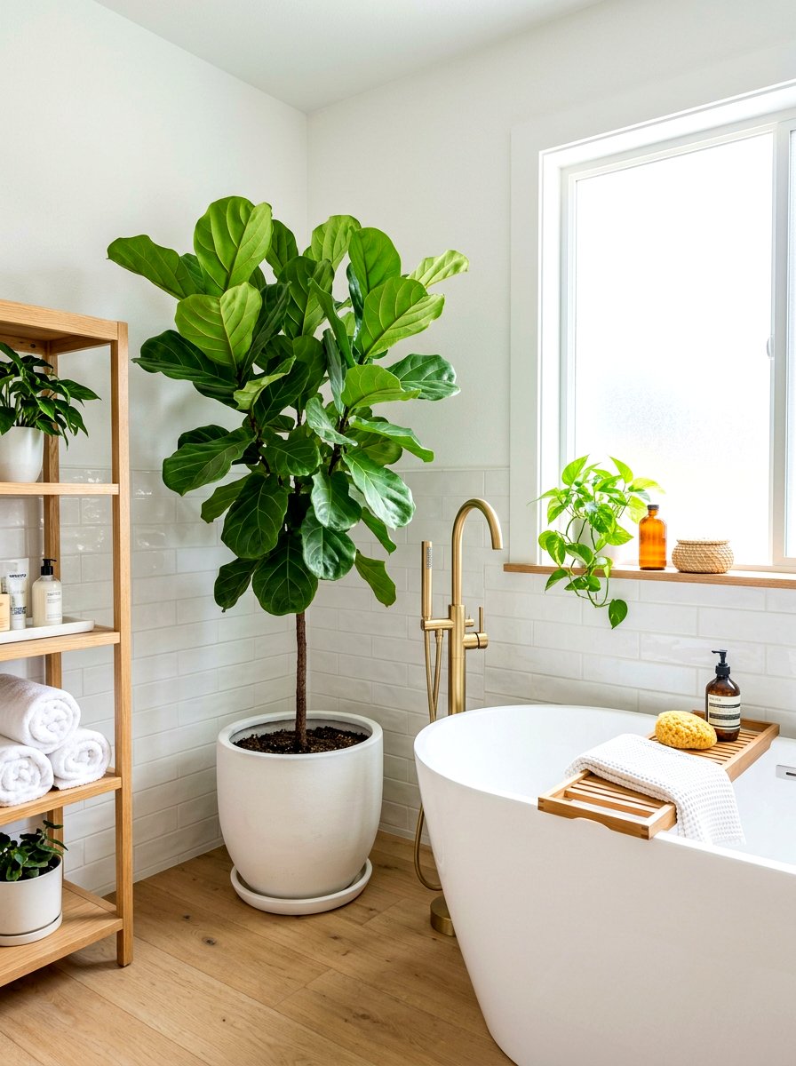 Indoor Potted Plant - 30 sensory bathroom ideas