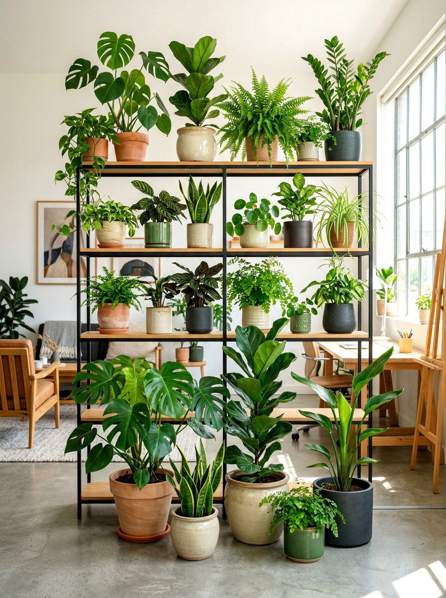 Indoor Potted Plants - 30 studio apartment ideas