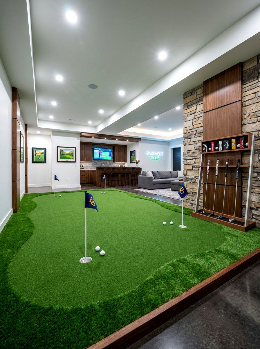 Indoor Putting Green - 30 hobby rich home ideas