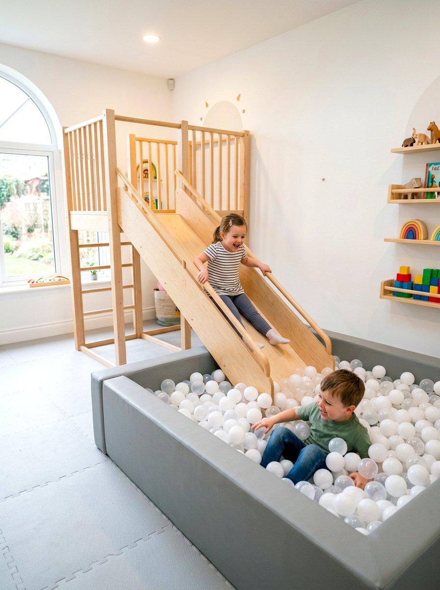 Indoor Slide And Ball Pit - 30 imaginative play corner ideas