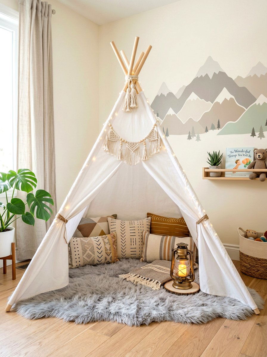 Indoor Teepee Play Space - 30 imaginative play corner ideas