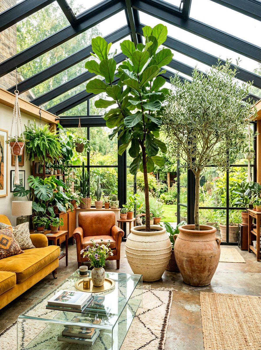 Indoor Tree Greenhouse - 30 anti minimal living room ideas